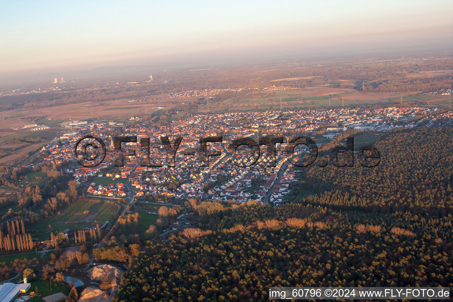 Vue aérienne de De l'ouest à Rülzheim dans le département Rhénanie-Palatinat, Allemagne