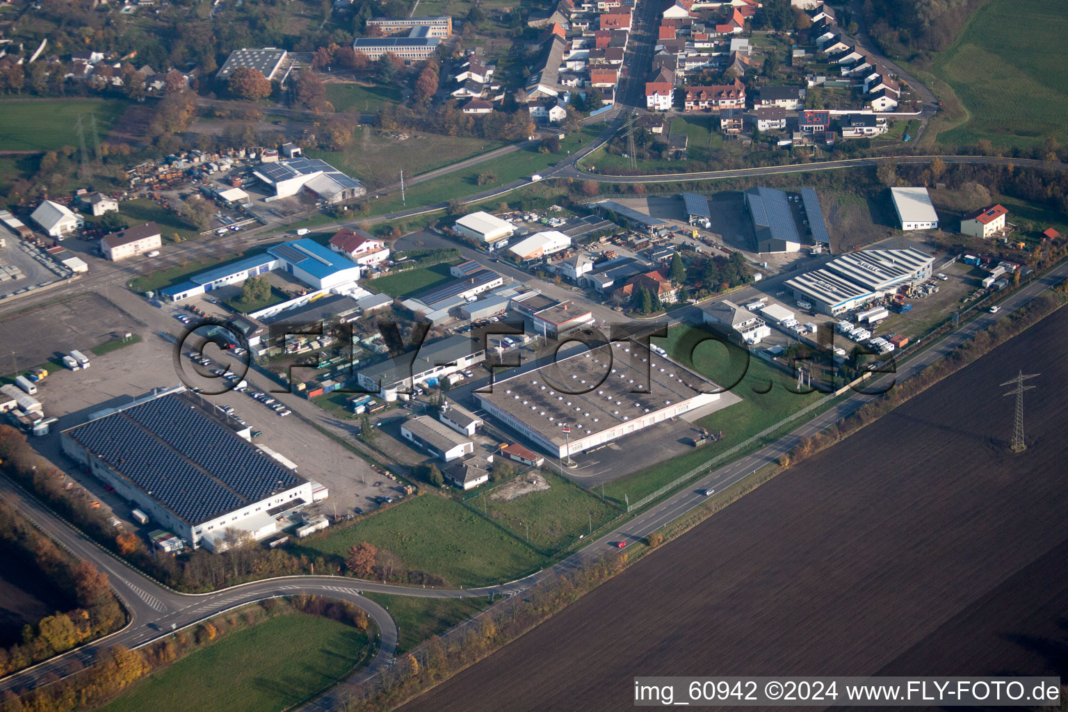 Quartier Huttenheim in Philippsburg dans le département Bade-Wurtemberg, Allemagne vue d'en haut