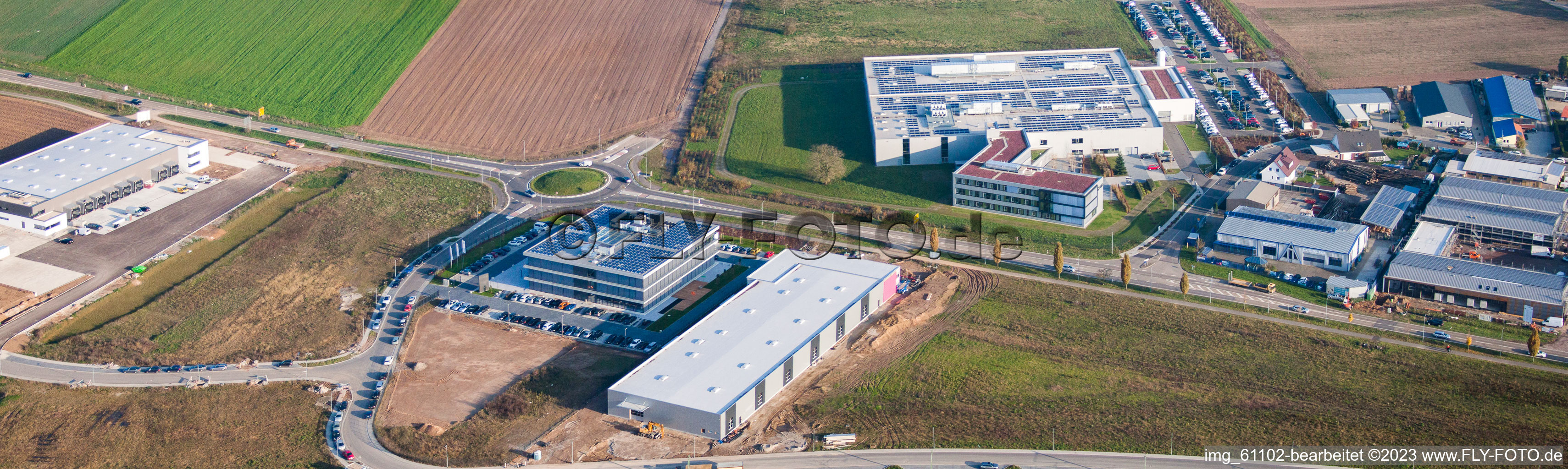 Image drone de N, zone industrielle à Rülzheim dans le département Rhénanie-Palatinat, Allemagne