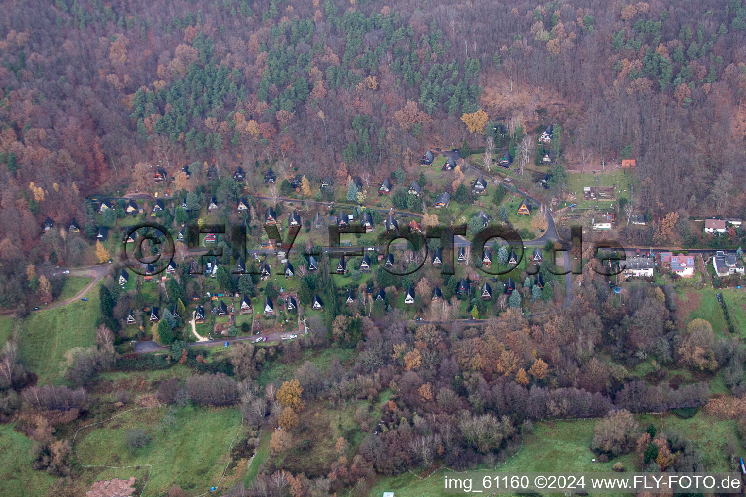 Vue d'oiseau de Leinsweiler dans le département Rhénanie-Palatinat, Allemagne