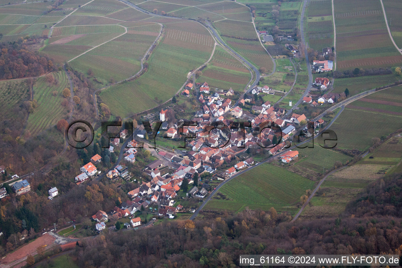 Leinsweiler dans le département Rhénanie-Palatinat, Allemagne vue du ciel