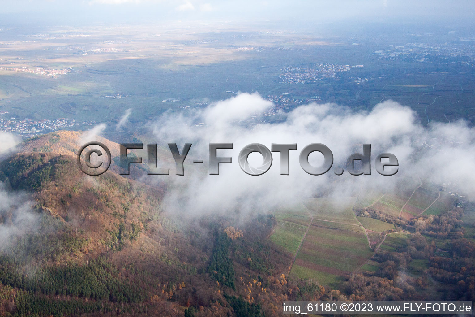 Photographie aérienne de Birkweiler dans le département Rhénanie-Palatinat, Allemagne