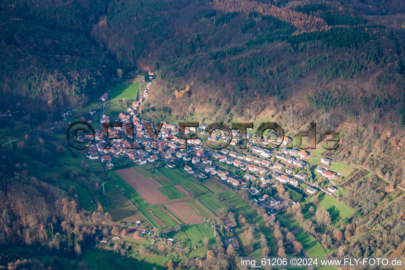 Annweiler am Trifels dans le département Rhénanie-Palatinat, Allemagne depuis l'avion