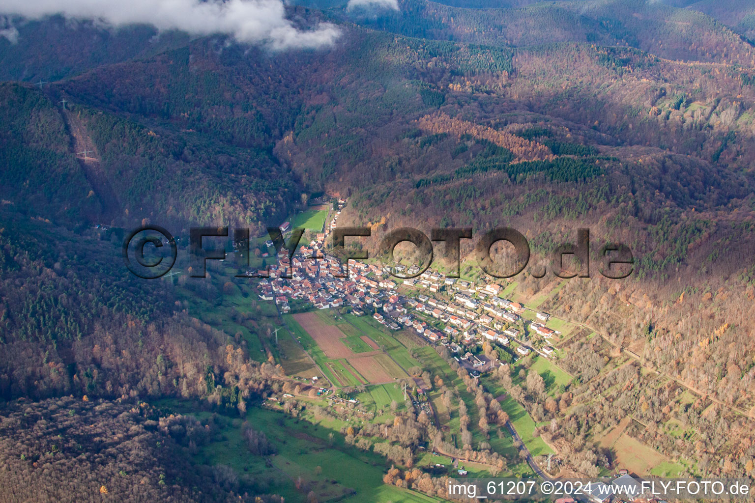 Vue d'oiseau de Annweiler am Trifels dans le département Rhénanie-Palatinat, Allemagne