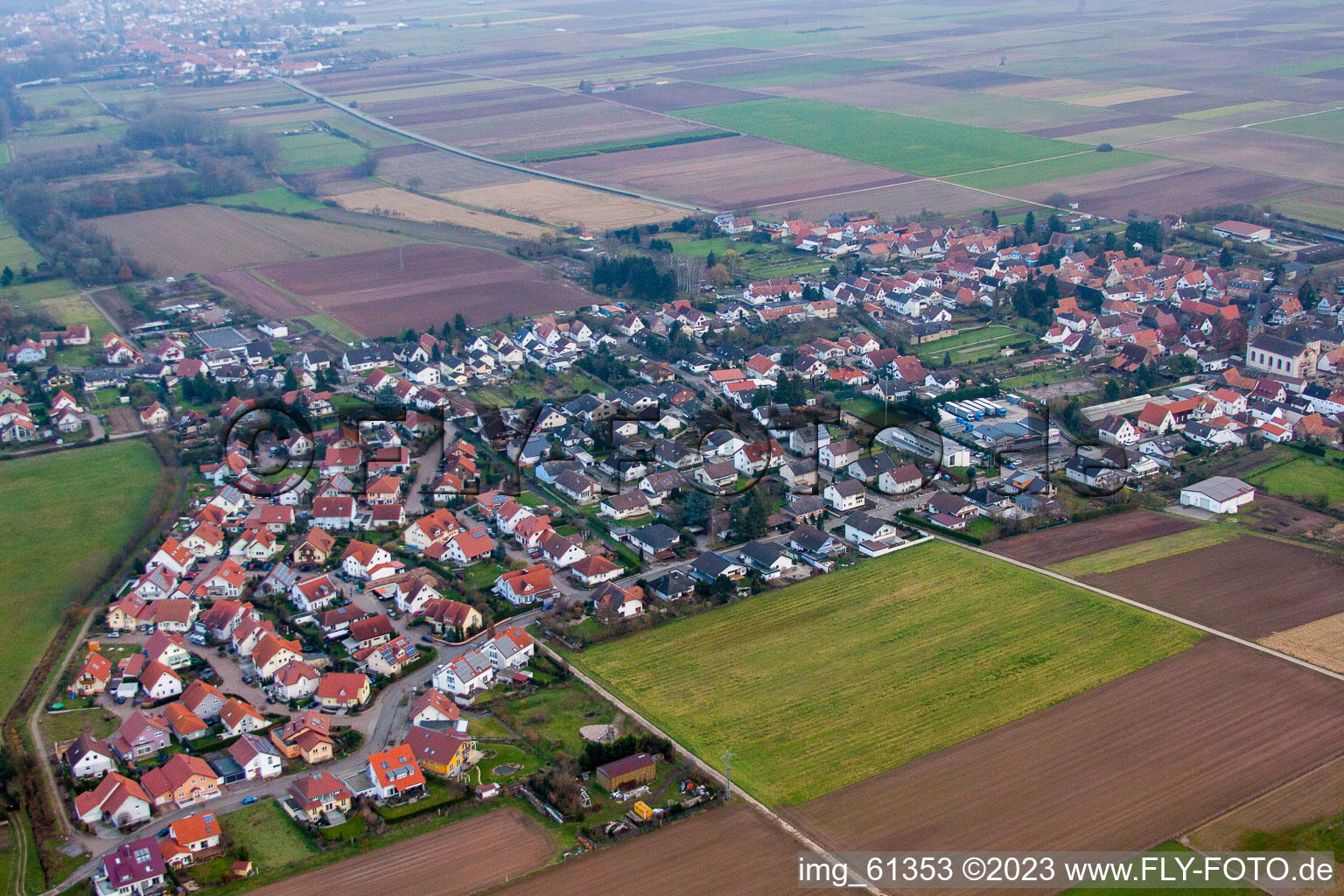 Knittelsheim dans le département Rhénanie-Palatinat, Allemagne vue du ciel