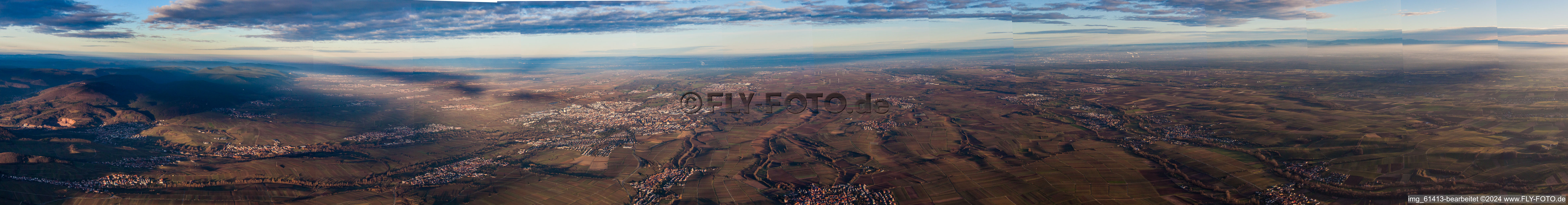 Vue aérienne de Zone urbaine en perspective panoramique avec périphérie et centre-ville à Landau in der Pfalz dans le département Rhénanie-Palatinat, Allemagne