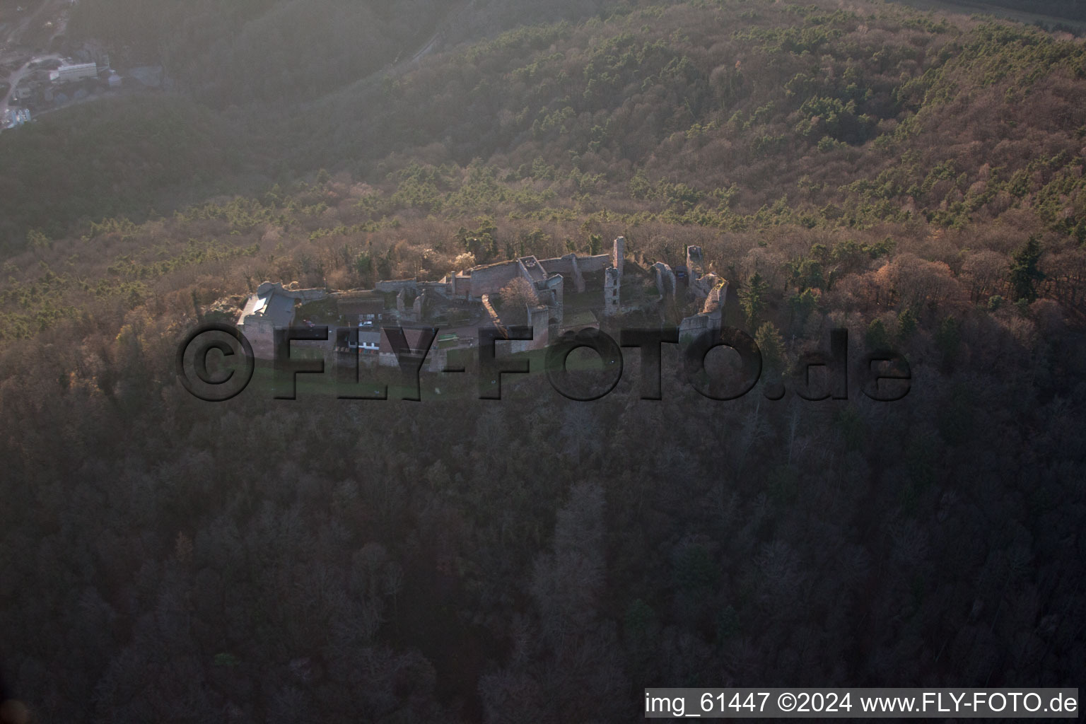 Vue aérienne de Madenbourg à Eschbach dans le département Rhénanie-Palatinat, Allemagne