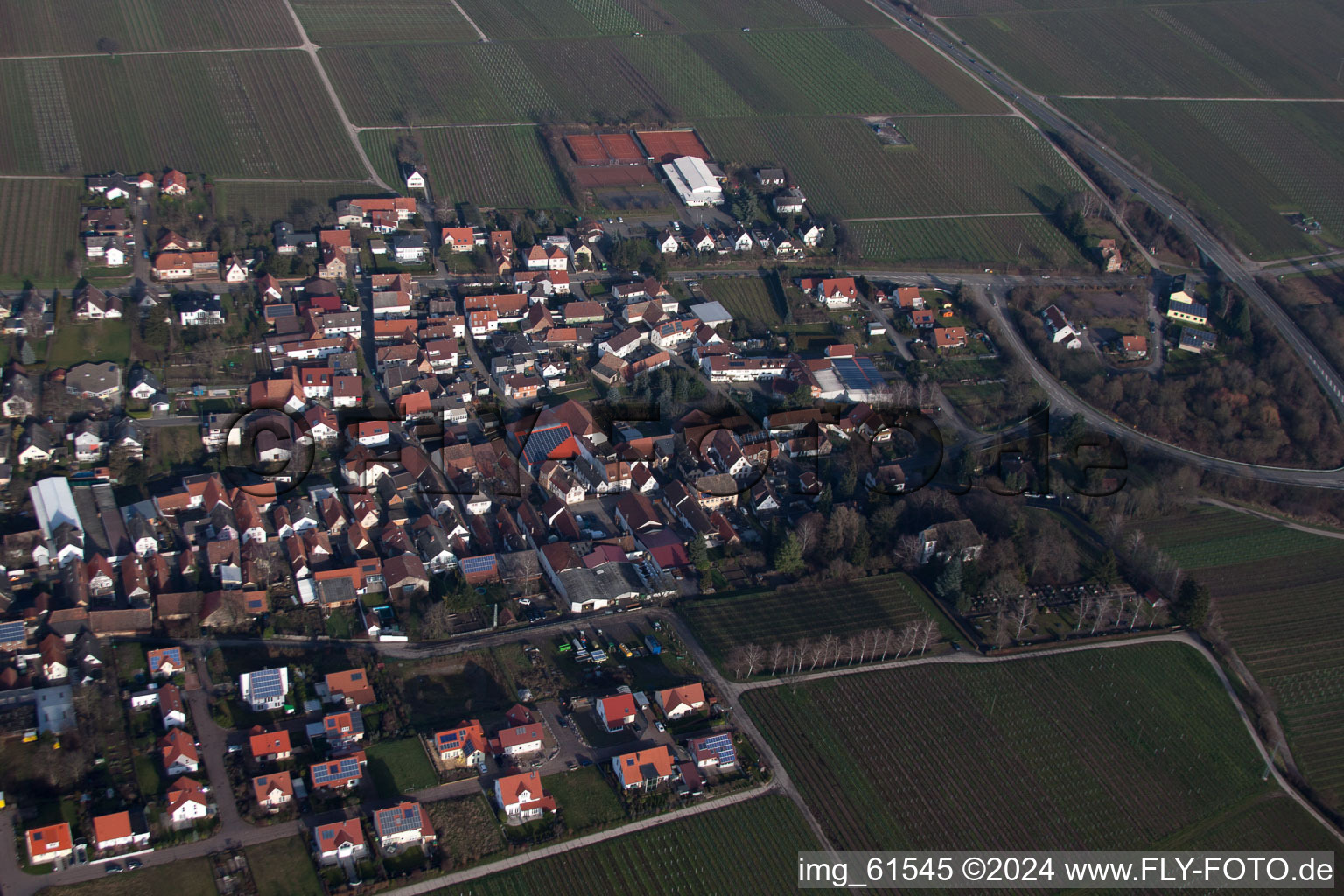 Vue d'oiseau de Walsheim dans le département Rhénanie-Palatinat, Allemagne