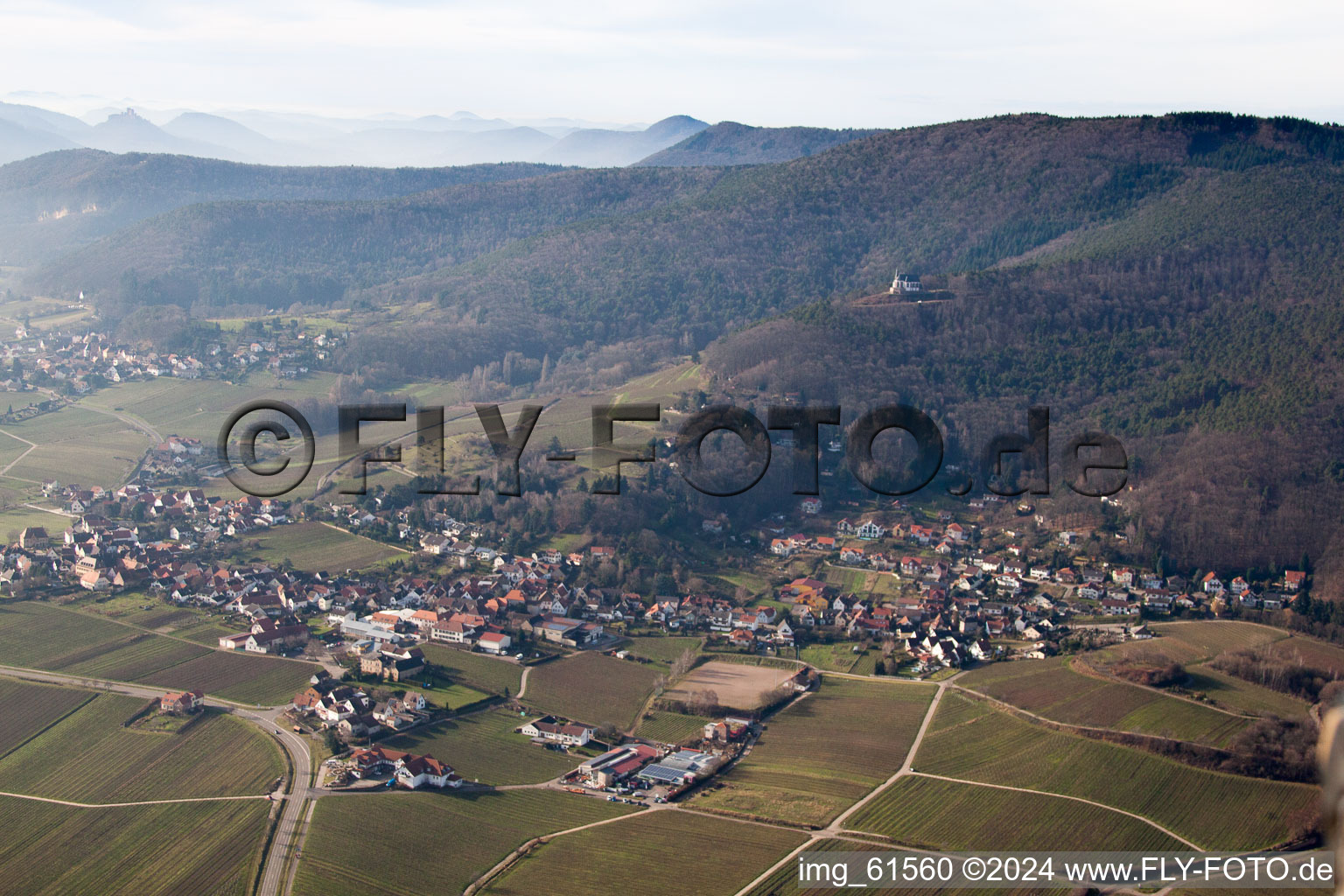 Burrweiler dans le département Rhénanie-Palatinat, Allemagne vue du ciel