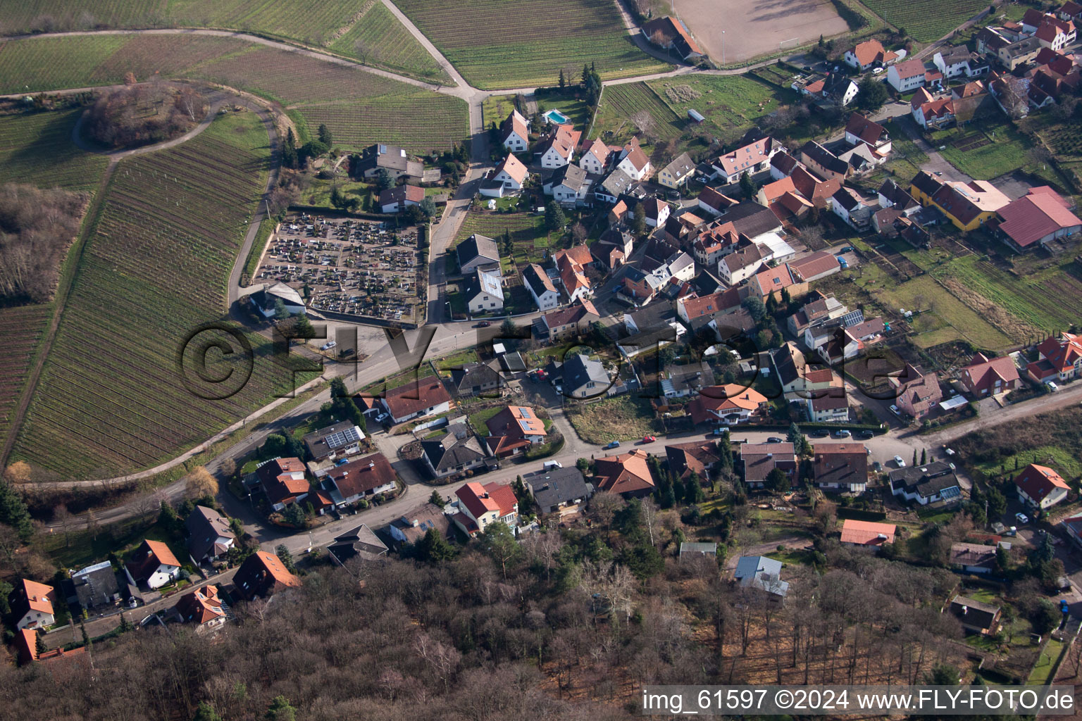 Enregistrement par drone de Burrweiler dans le département Rhénanie-Palatinat, Allemagne