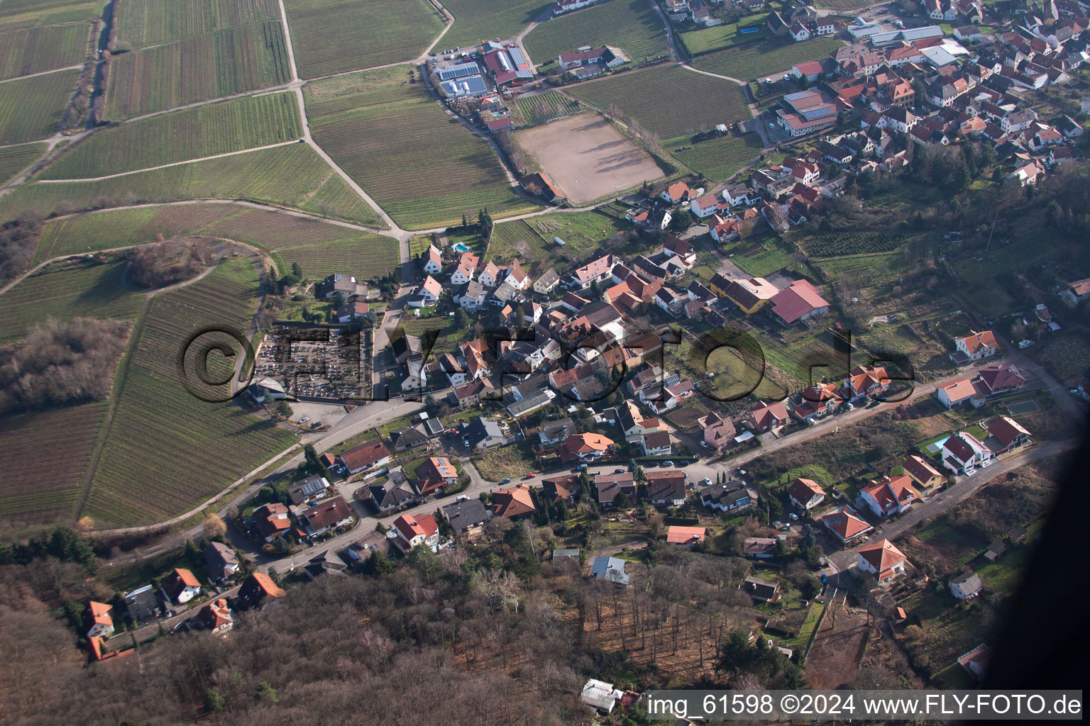 Image drone de Burrweiler dans le département Rhénanie-Palatinat, Allemagne