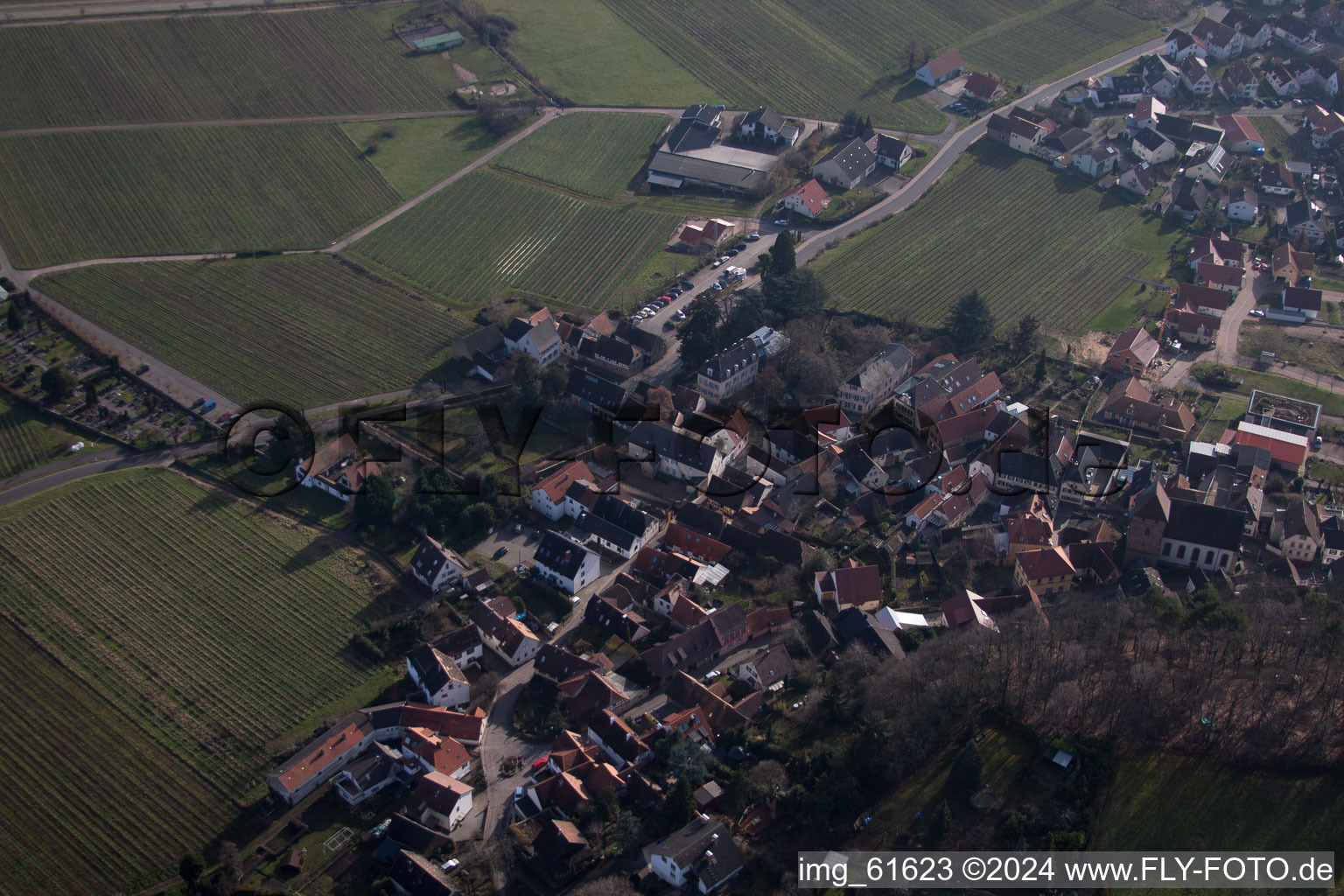 Vue oblique de Gleisweiler dans le département Rhénanie-Palatinat, Allemagne