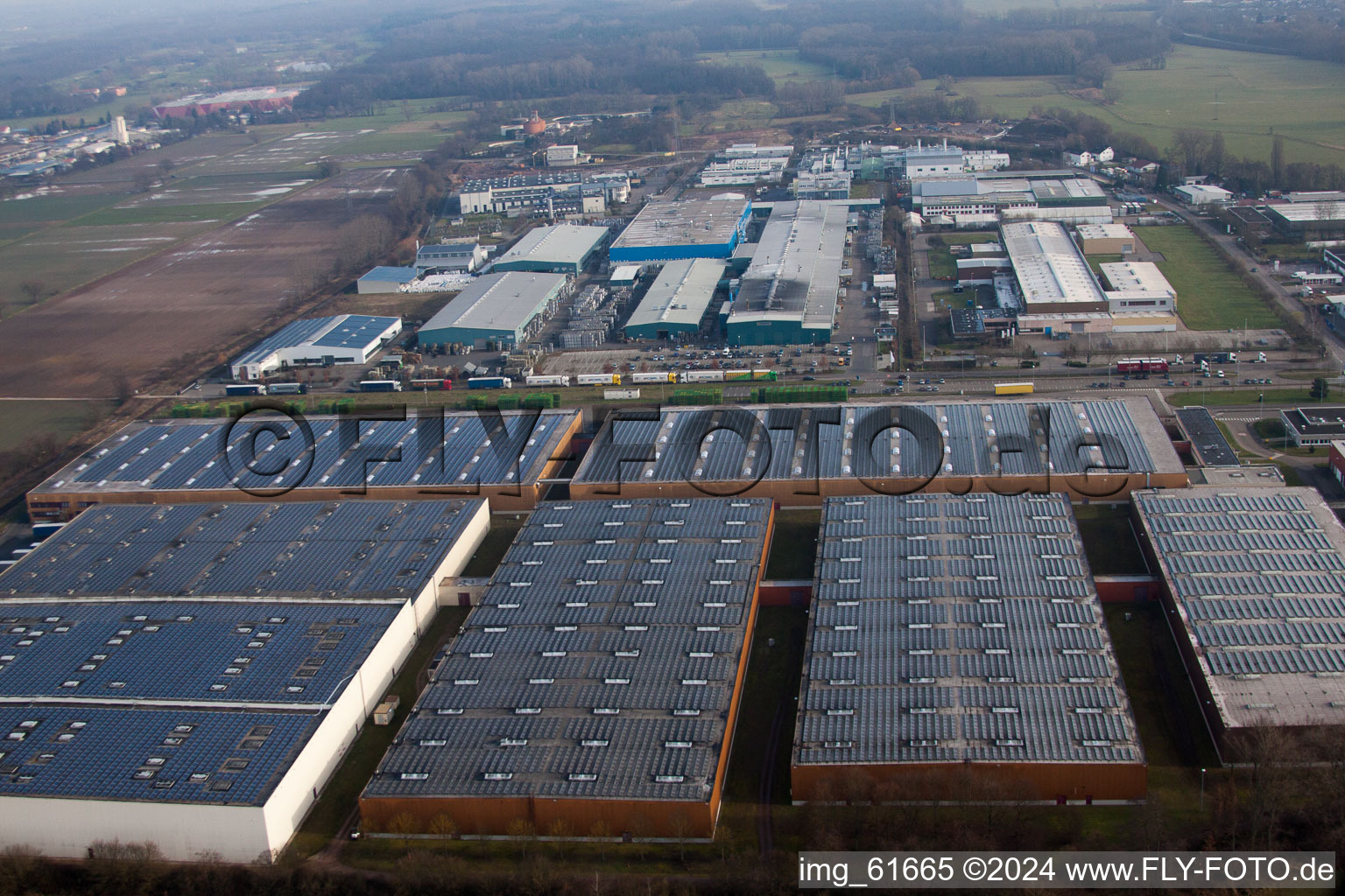 Vue aérienne de Zone industrielle de Landau-Ost à Landau in der Pfalz dans le département Rhénanie-Palatinat, Allemagne