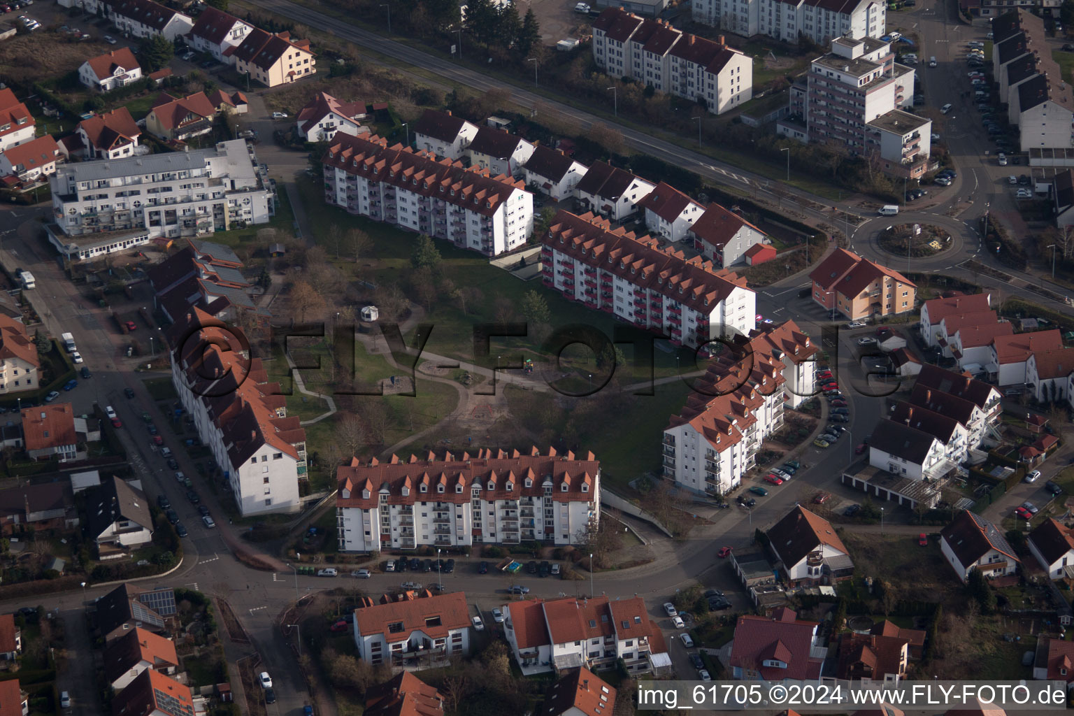 Vue aérienne de Rue Scholl, frère et sœur à Germersheim dans le département Rhénanie-Palatinat, Allemagne