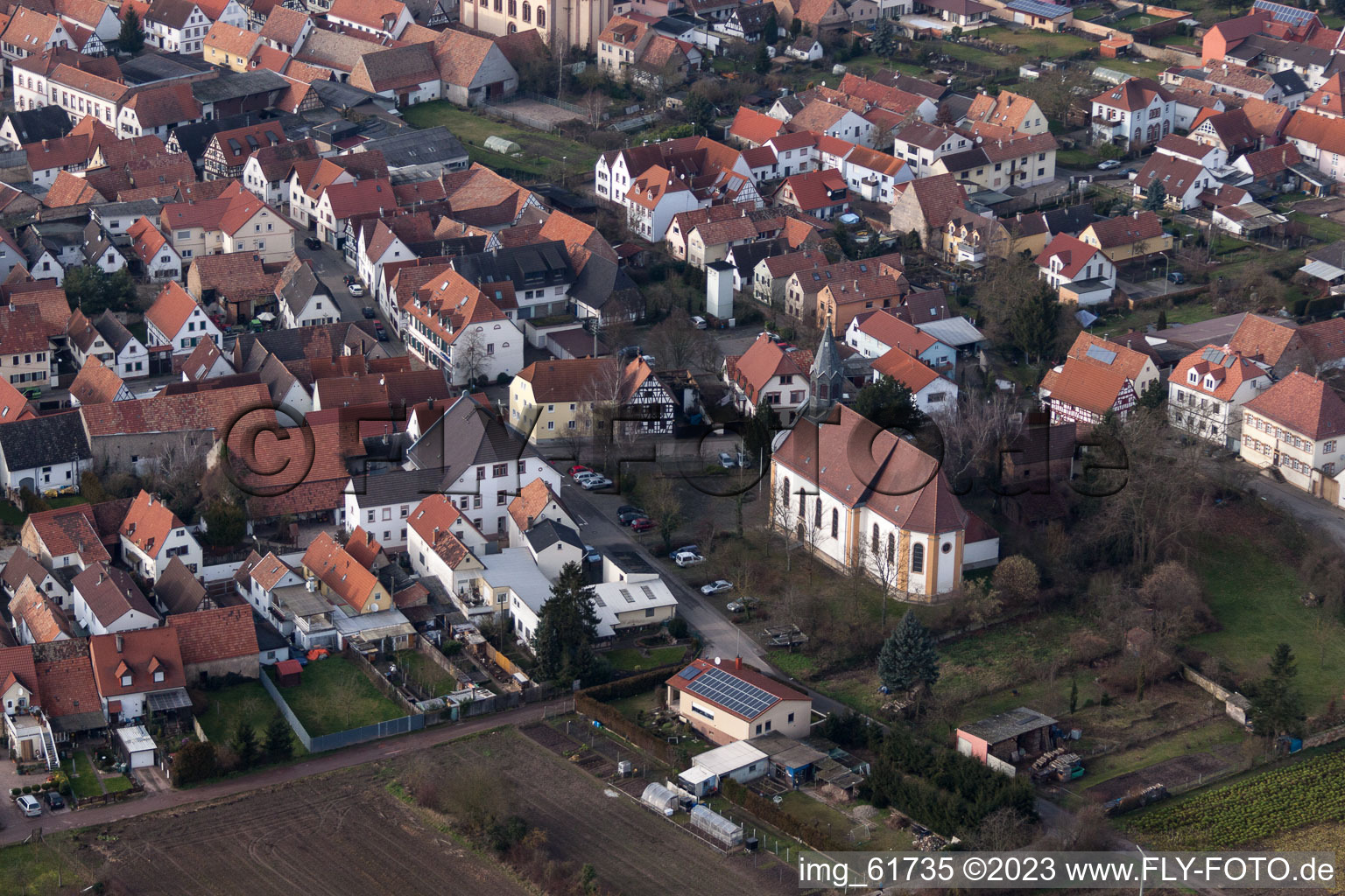 Photographie aérienne de Zeiskam dans le département Rhénanie-Palatinat, Allemagne