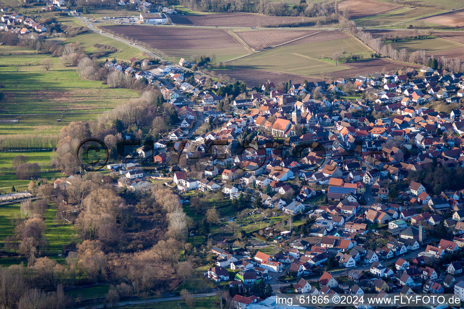 Quartier Billigheim in Billigheim-Ingenheim dans le département Rhénanie-Palatinat, Allemagne d'en haut