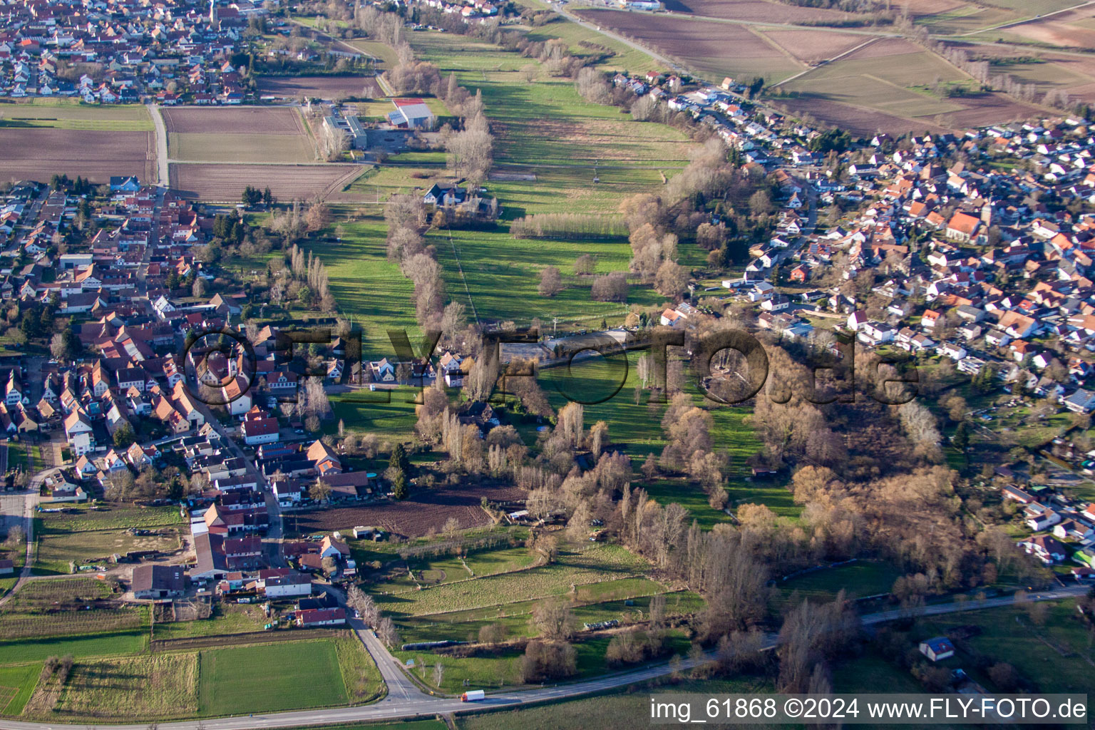 Quartier Mühlhofen in Billigheim-Ingenheim dans le département Rhénanie-Palatinat, Allemagne d'en haut