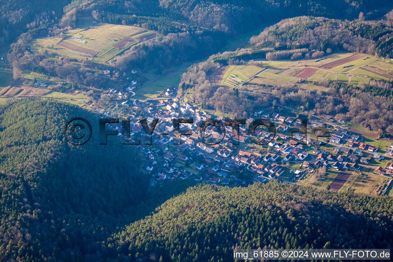 Vue aérienne de Vorderweidenthal dans le département Rhénanie-Palatinat, Allemagne