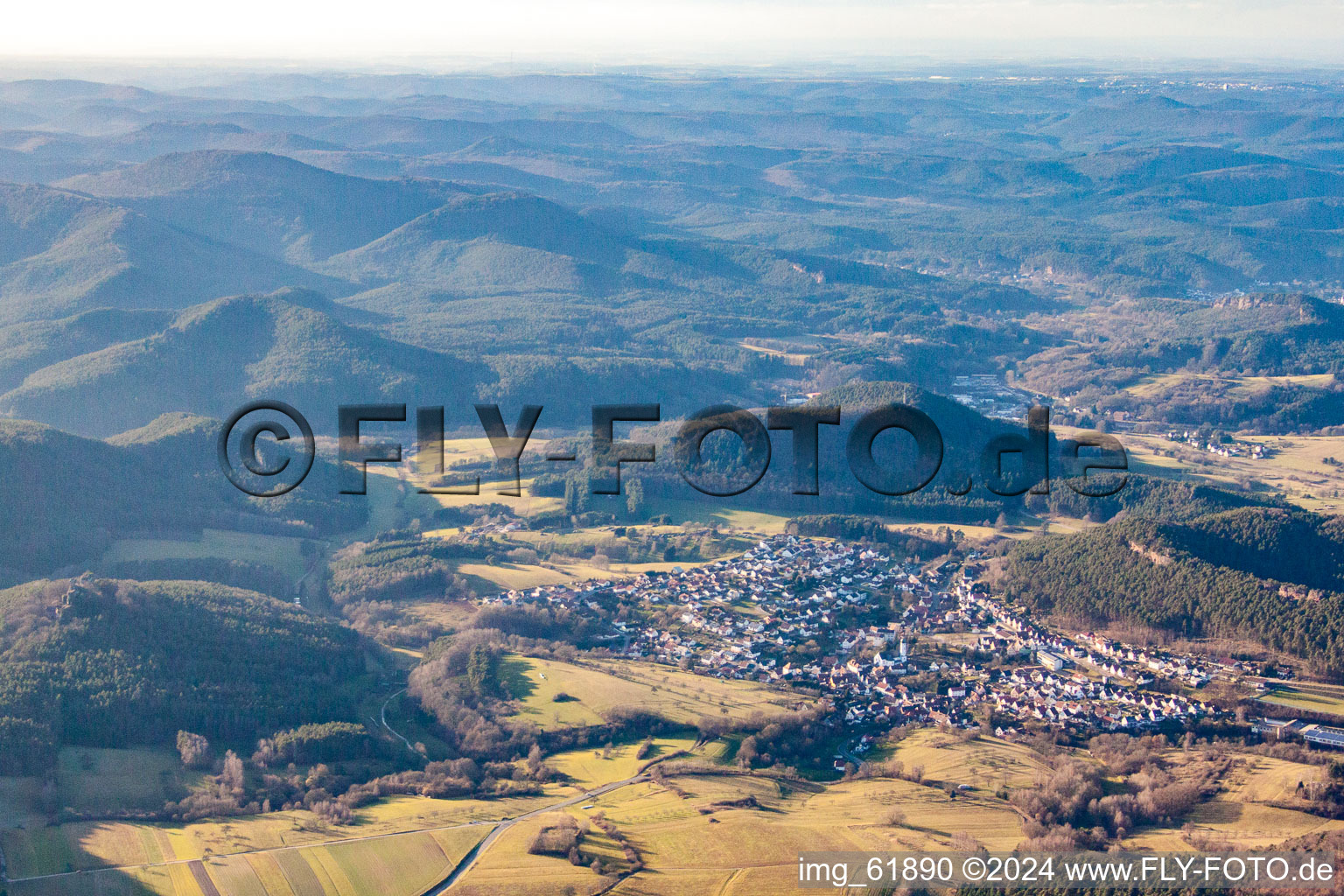 Vue aérienne de De l'est à Busenberg dans le département Rhénanie-Palatinat, Allemagne