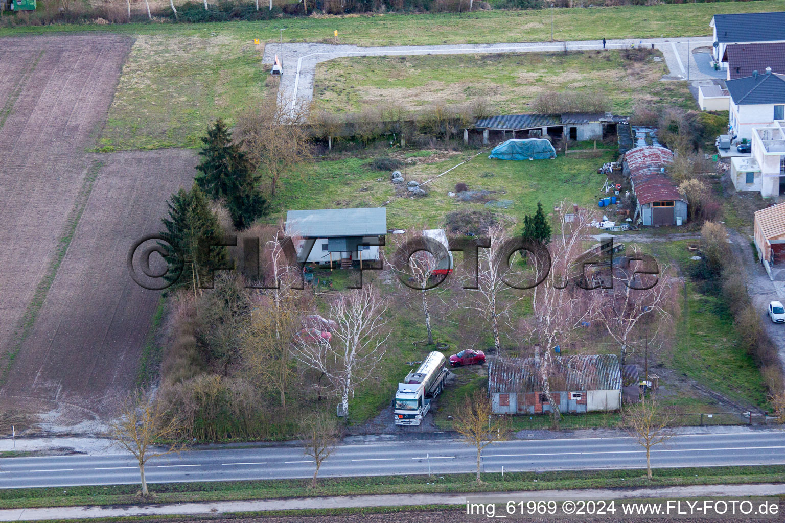 Minfeld dans le département Rhénanie-Palatinat, Allemagne depuis l'avion