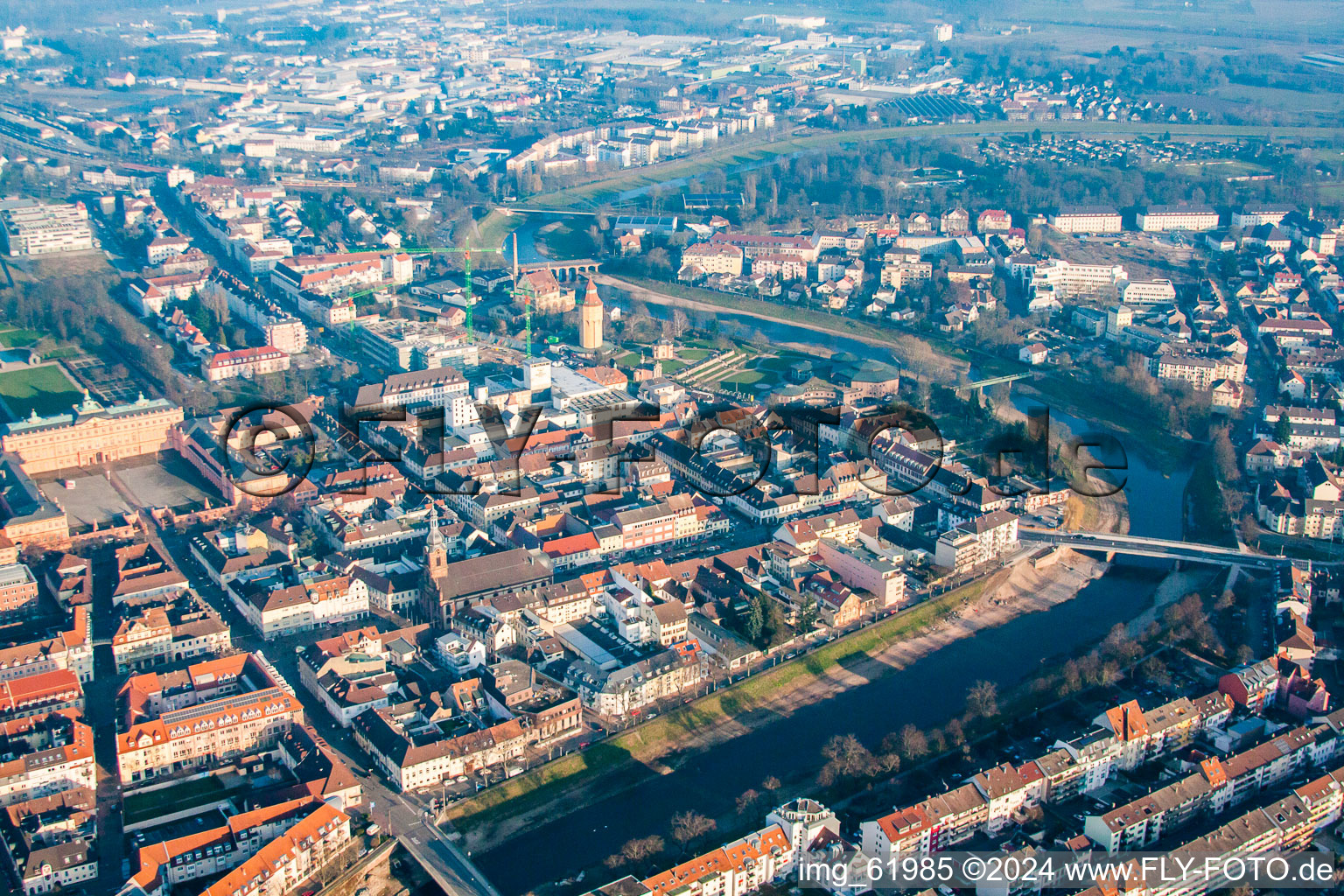 Photographie aérienne de Palais résidentiel de l'ouest à Rastatt dans le département Bade-Wurtemberg, Allemagne