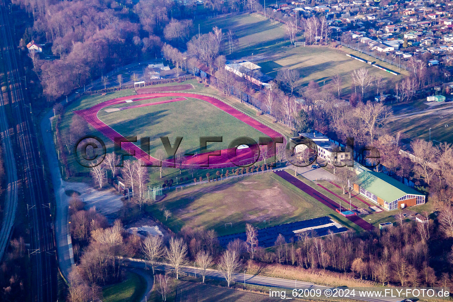 Vue aérienne de Stade de Münchfeld à Rastatt dans le département Bade-Wurtemberg, Allemagne