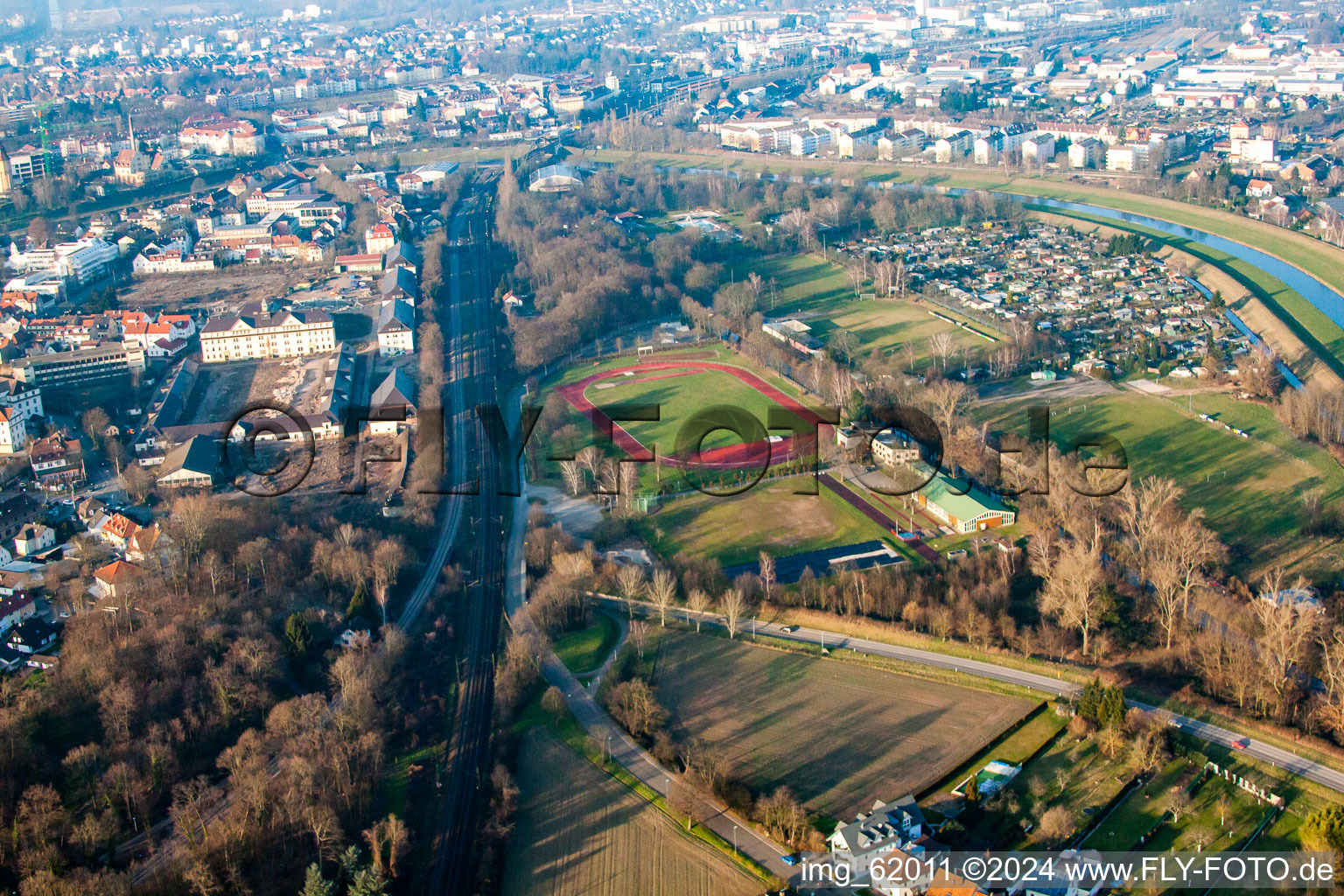 Vue aérienne de Stade de Münchfeld à Rastatt dans le département Bade-Wurtemberg, Allemagne