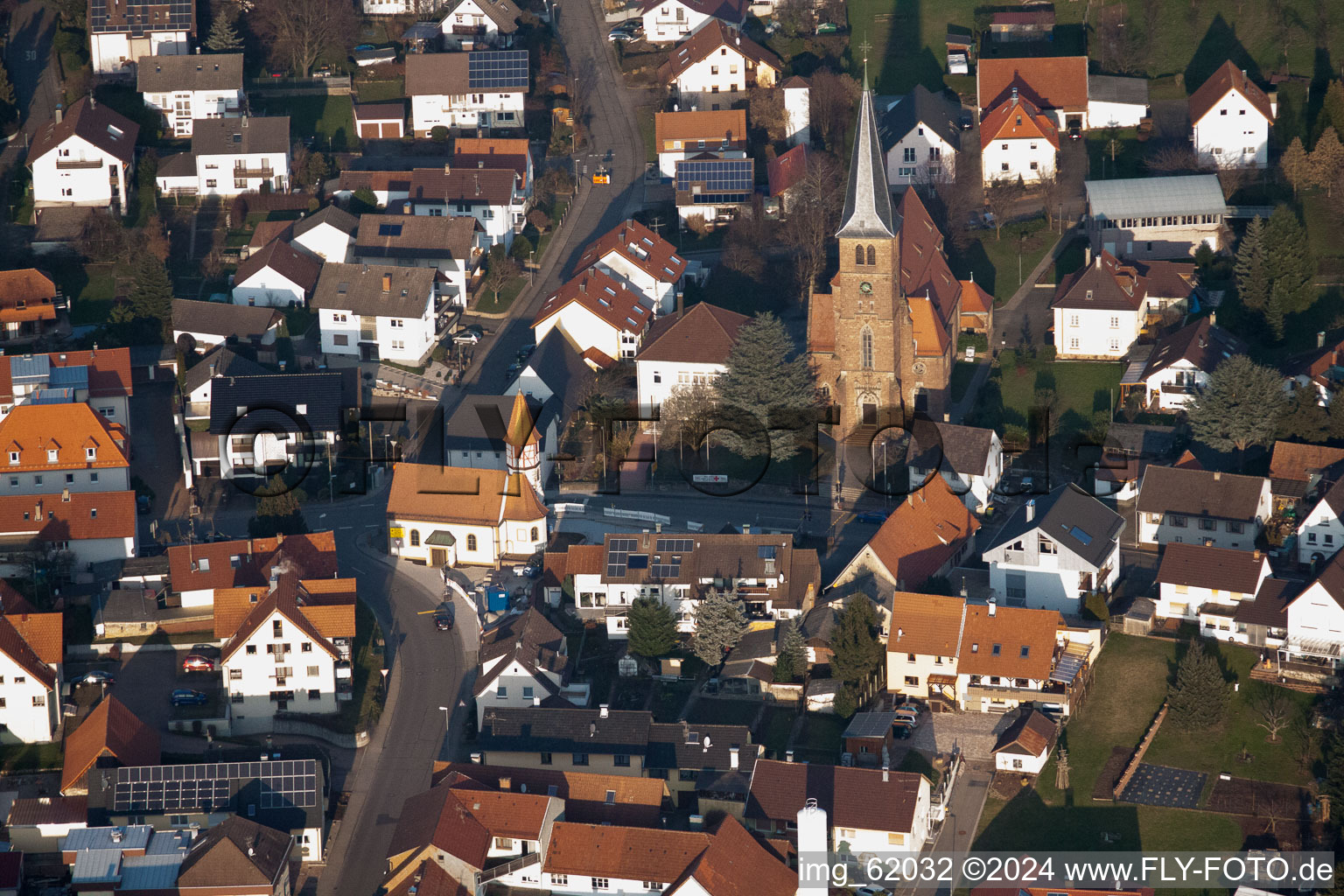 Vue oblique de Bischweier dans le département Bade-Wurtemberg, Allemagne