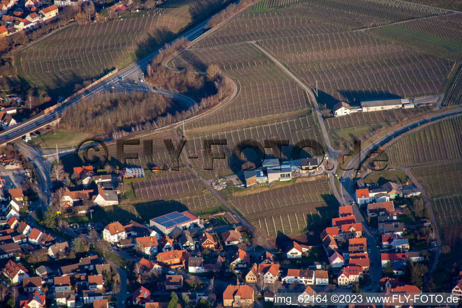 Photographie aérienne de Domaine viticole Gies-Düppel à Birkweiler dans le département Rhénanie-Palatinat, Allemagne