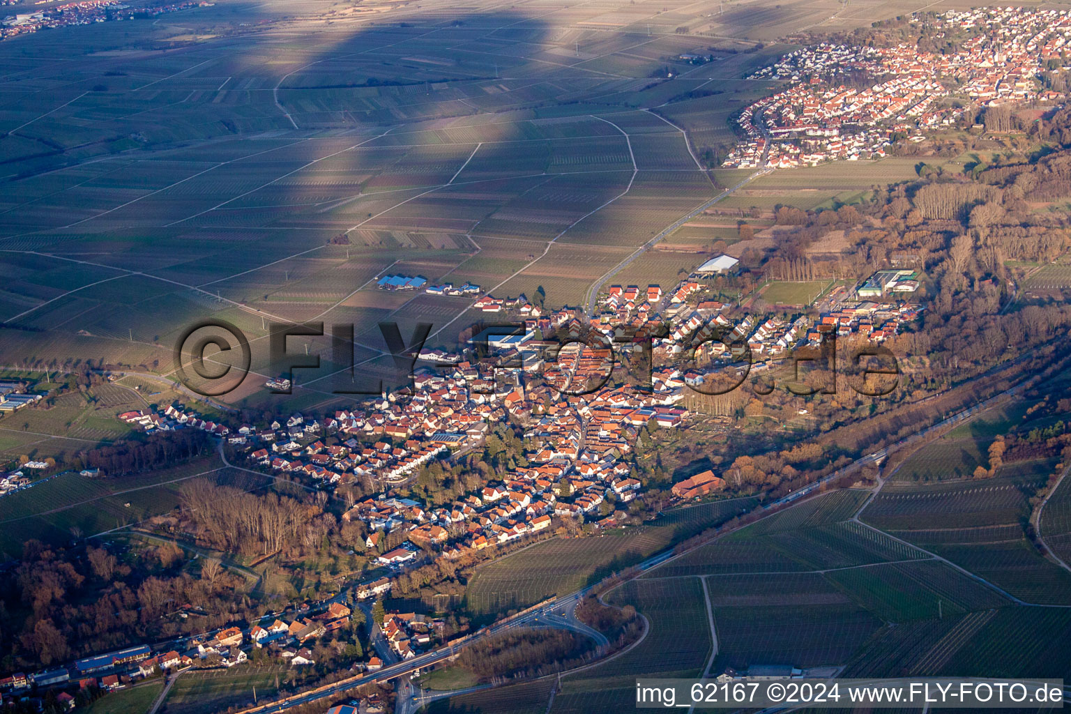 Photographie aérienne de Siebeldingen dans le département Rhénanie-Palatinat, Allemagne