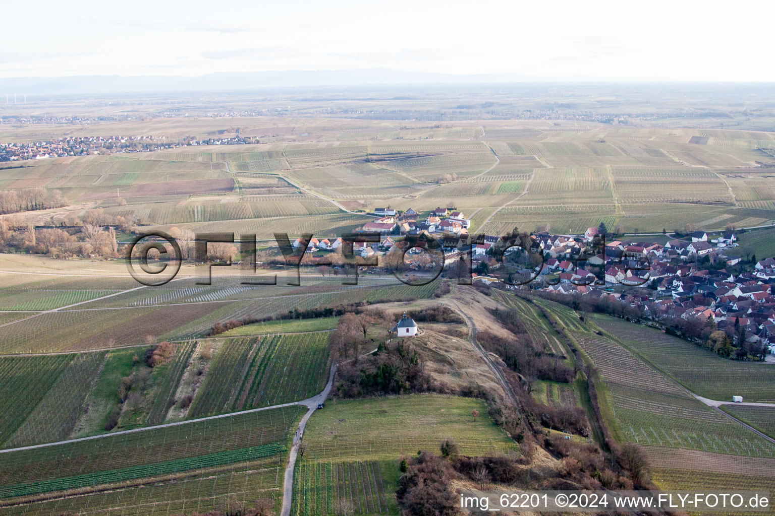 Petit kalmit à Ilbesheim bei Landau in der Pfalz dans le département Rhénanie-Palatinat, Allemagne du point de vue du drone