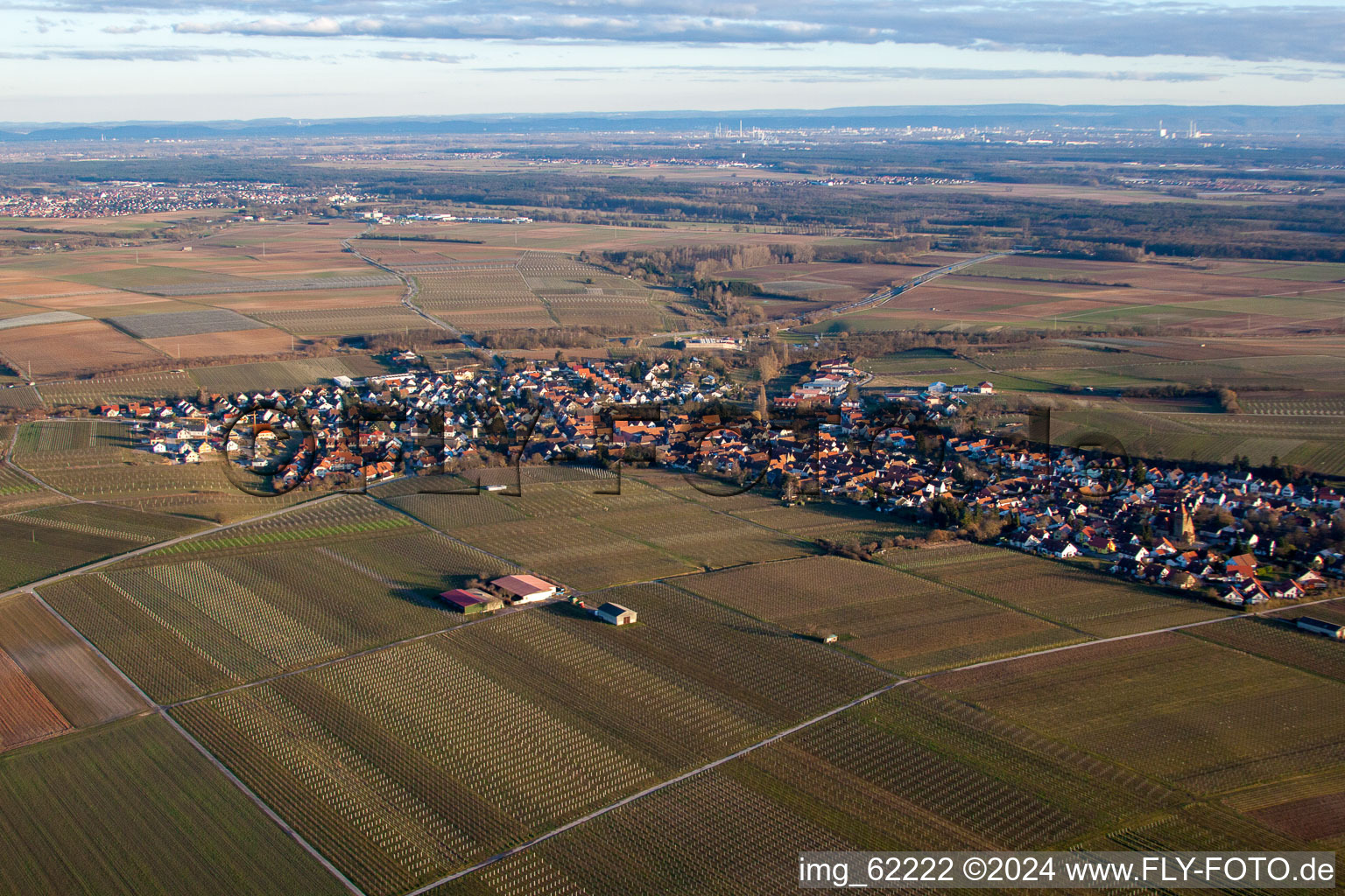 Vue oblique de Insheim dans le département Rhénanie-Palatinat, Allemagne