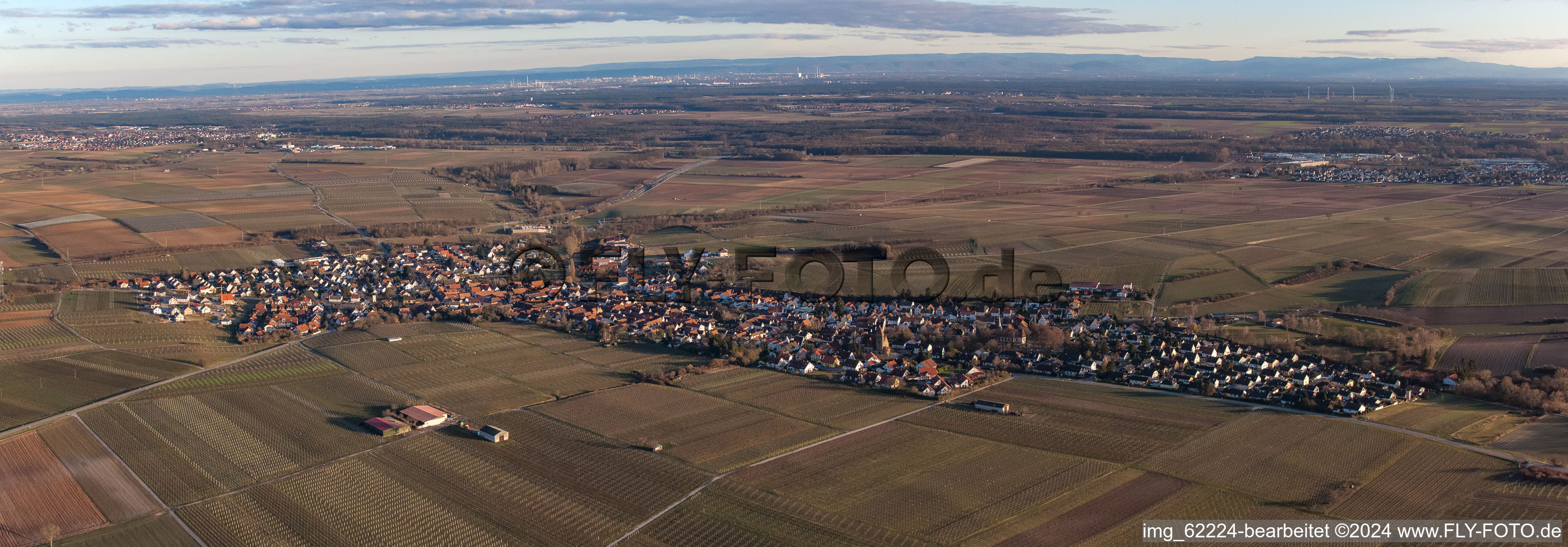 Vue oblique de Vue sur le village à Insheim dans le département Rhénanie-Palatinat, Allemagne