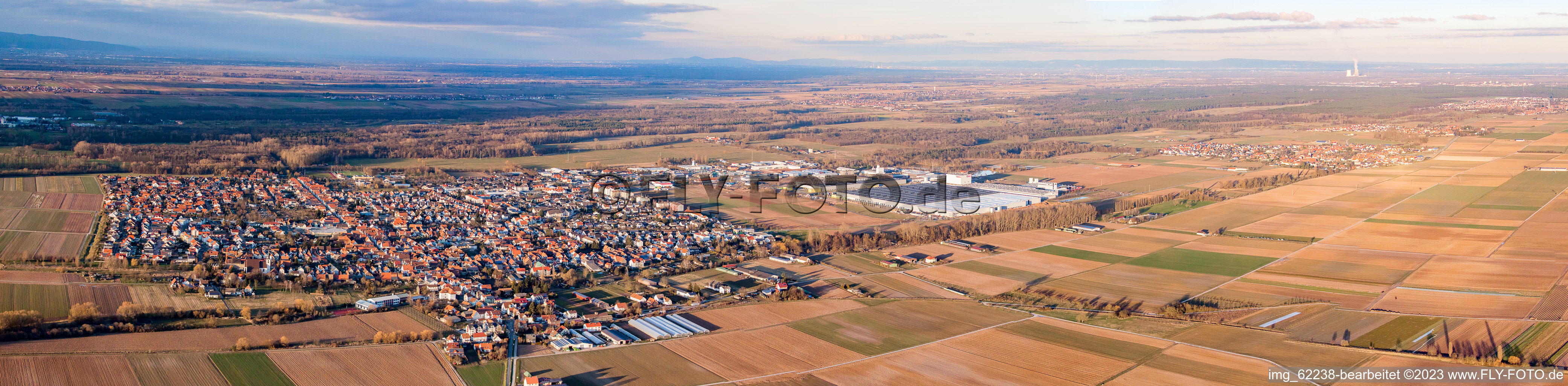 Vue aérienne de Panorama à Offenbach an der Queich dans le département Rhénanie-Palatinat, Allemagne