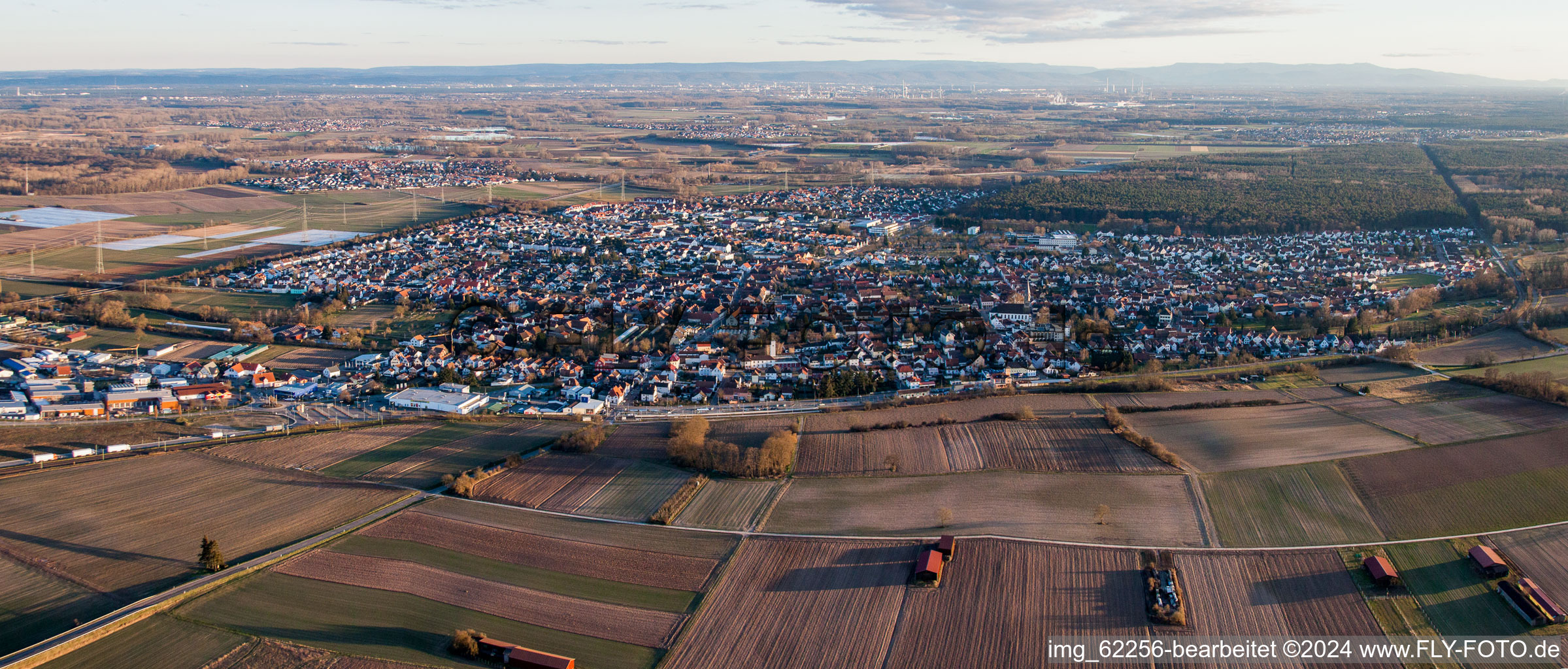 Vue aérienne de Panorama de la région et des environs à Rülzheim dans le département Rhénanie-Palatinat, Allemagne