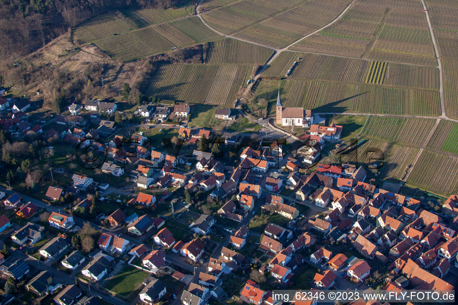 Quartier Rechtenbach in Schweigen-Rechtenbach dans le département Rhénanie-Palatinat, Allemagne vue du ciel