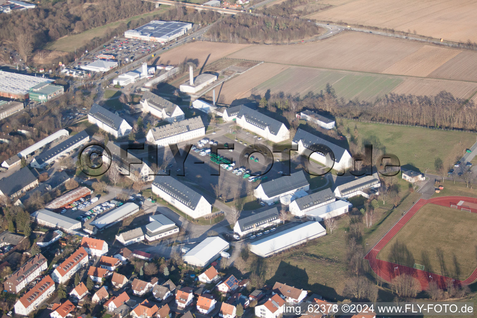 Vue aérienne de Caserne de la Police fédérale Bad Bergzabern à Bad Bergzabern dans le département Rhénanie-Palatinat, Allemagne