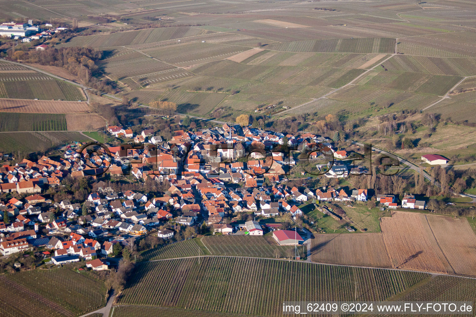 Göcklingen dans le département Rhénanie-Palatinat, Allemagne vue d'en haut