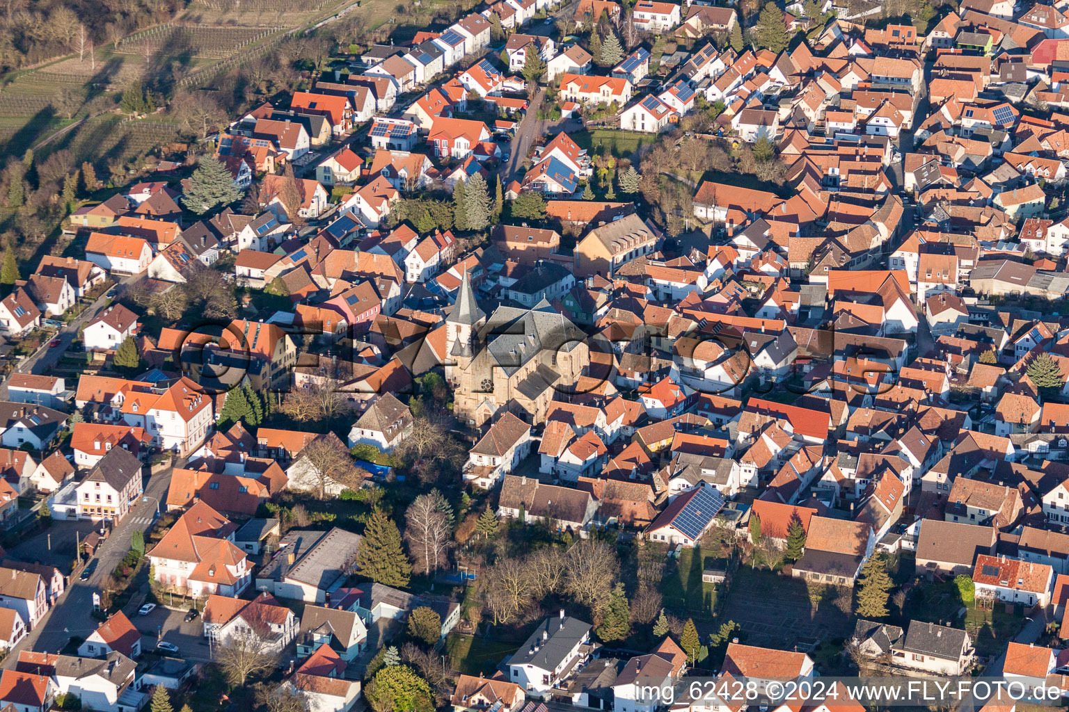 Vue oblique de Vue des rues et des maisons des quartiers résidentiels à le quartier Arzheim in Landau in der Pfalz dans le département Rhénanie-Palatinat, Allemagne