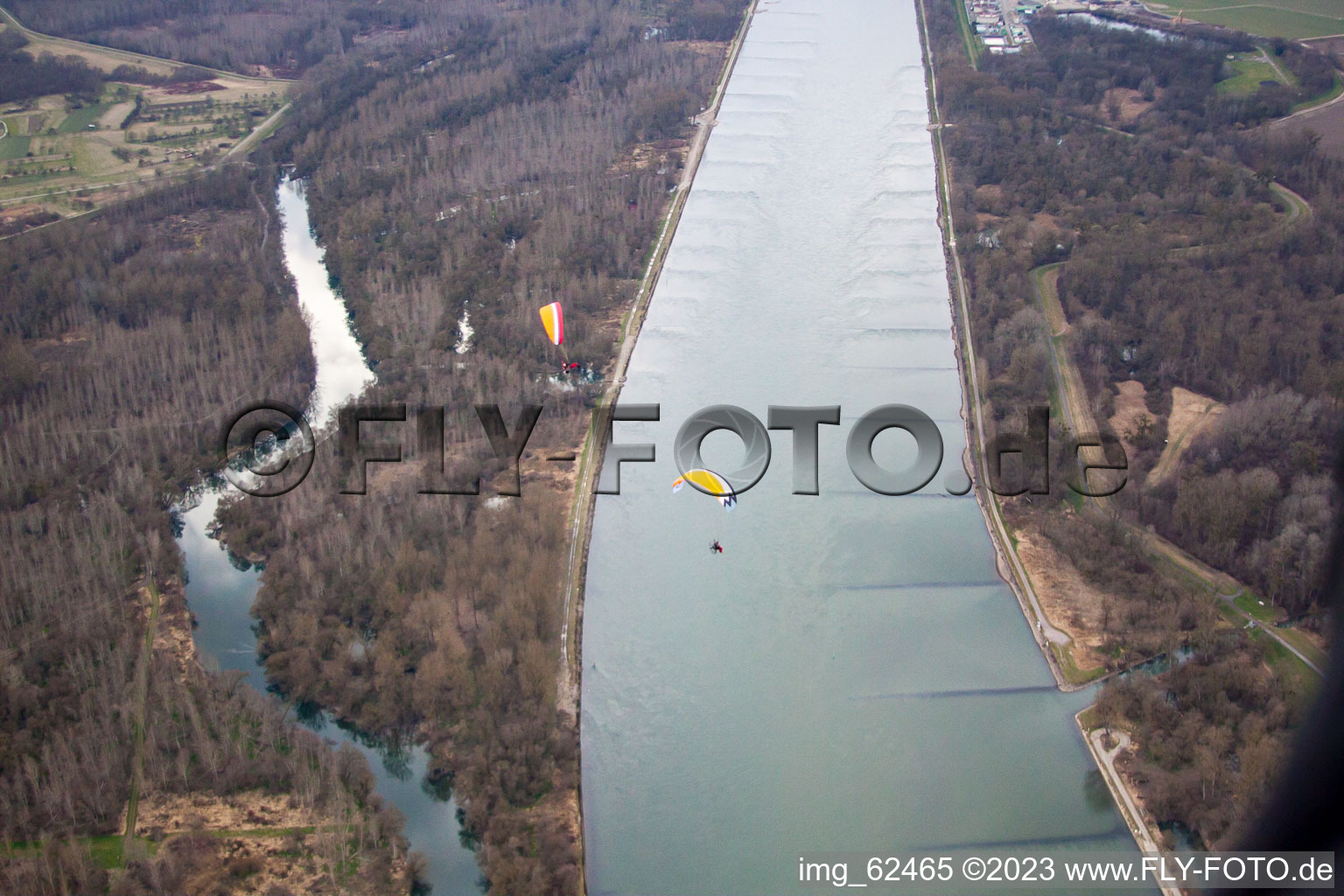 Photographie aérienne de Vieux Rhin Bremengrund à Au am Rhein dans le département Bade-Wurtemberg, Allemagne