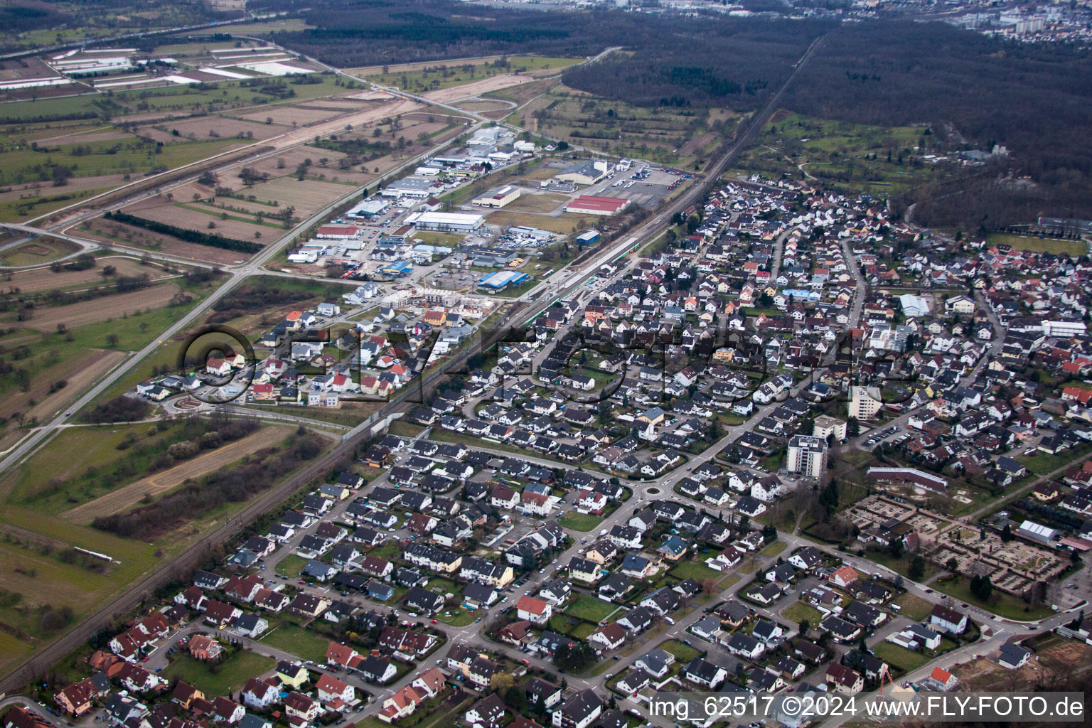 Enregistrement par drone de Ötigheim dans le département Bade-Wurtemberg, Allemagne