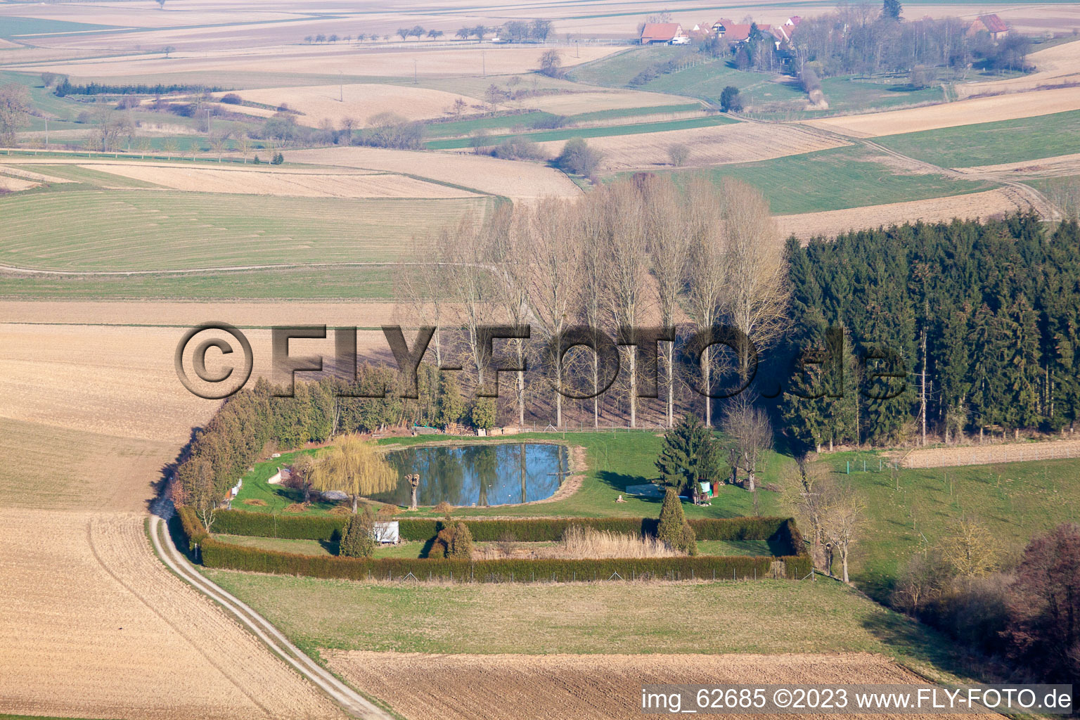 Siegen dans le département Bas Rhin, France du point de vue du drone