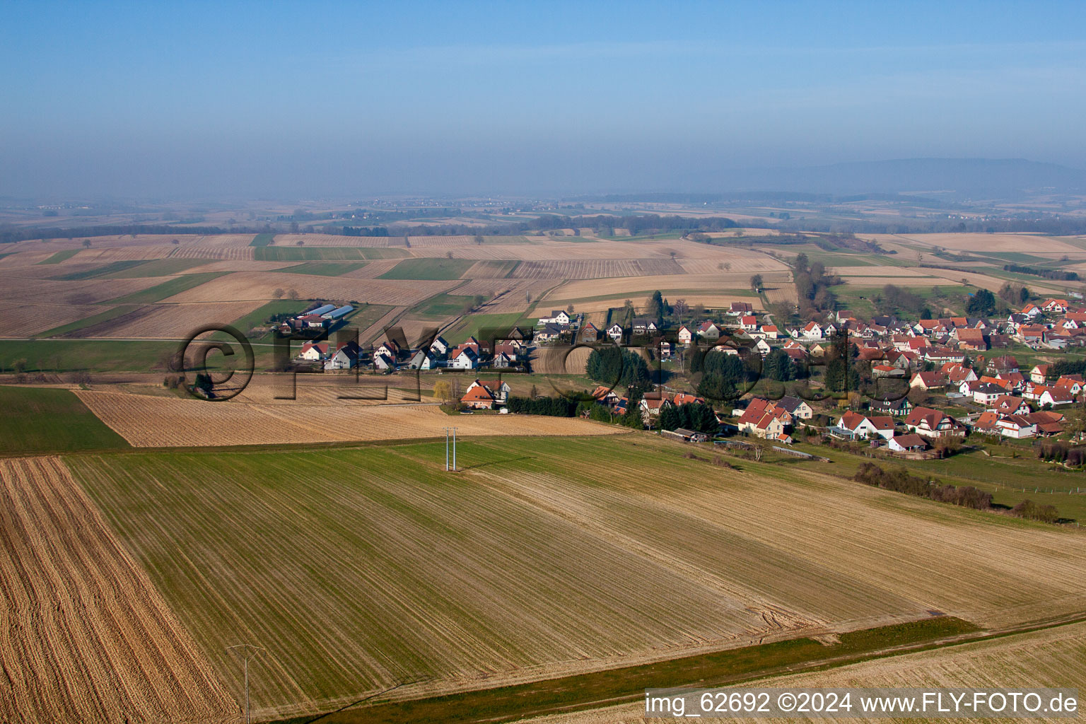 Vue d'oiseau de Seebach dans le département Bas Rhin, France