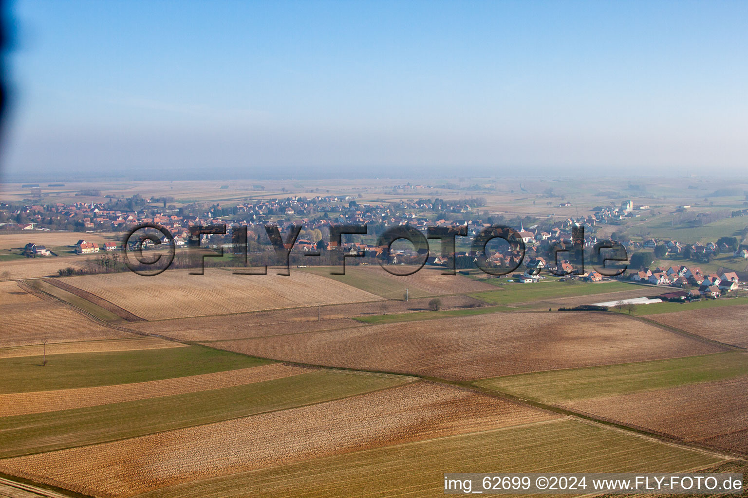 Vue aérienne de Seebach dans le département Bas Rhin, France