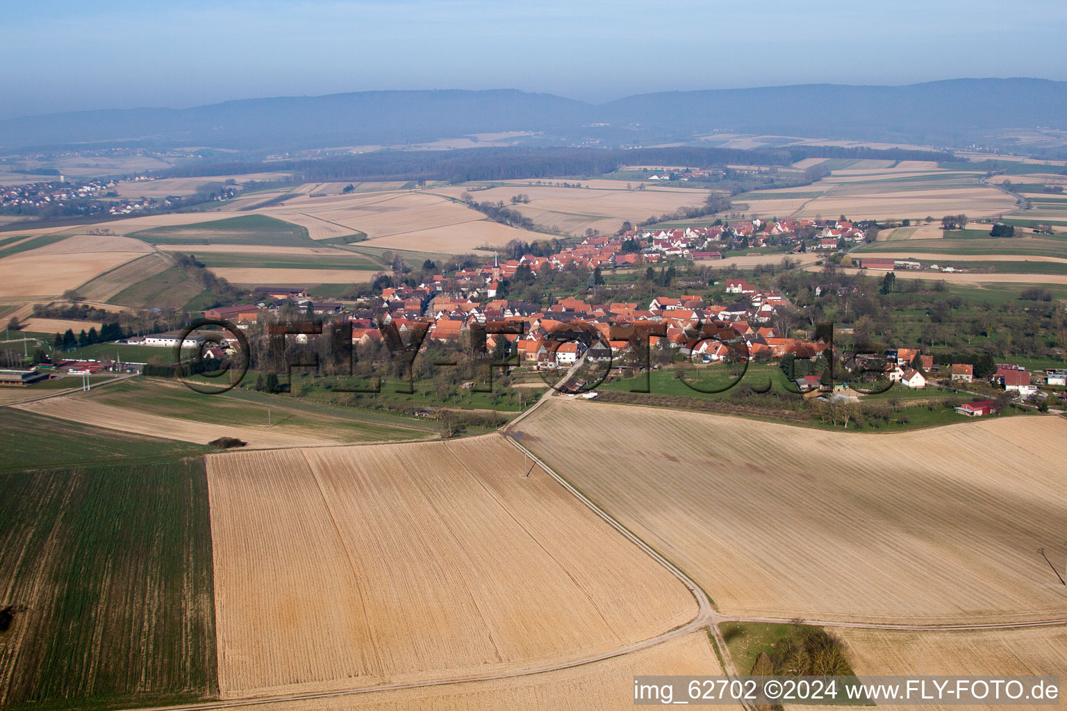 Hunspach dans le département Bas Rhin, France d'en haut