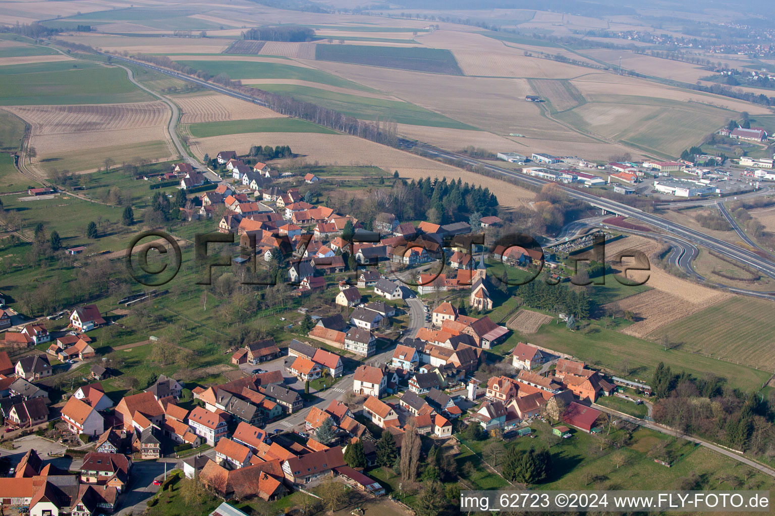 Vue oblique de Hohwiller dans le département Bas Rhin, France