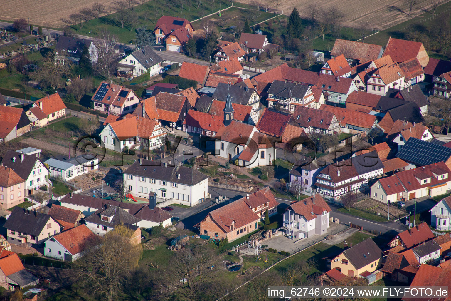 Schwabwiller dans le département Bas Rhin, France d'en haut