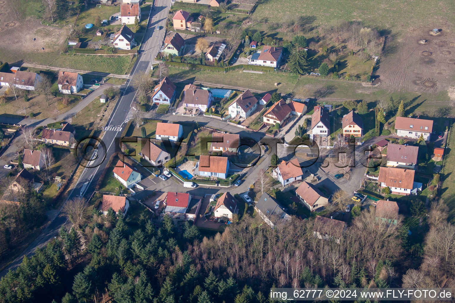 Vue oblique de Walbourg dans le département Bas Rhin, France