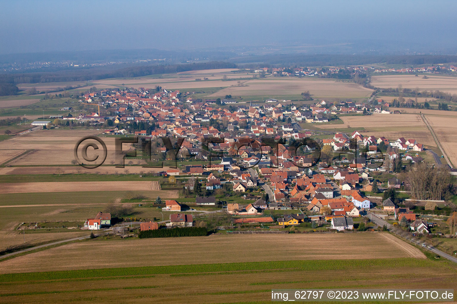 Eschbach dans le département Bas Rhin, France d'en haut