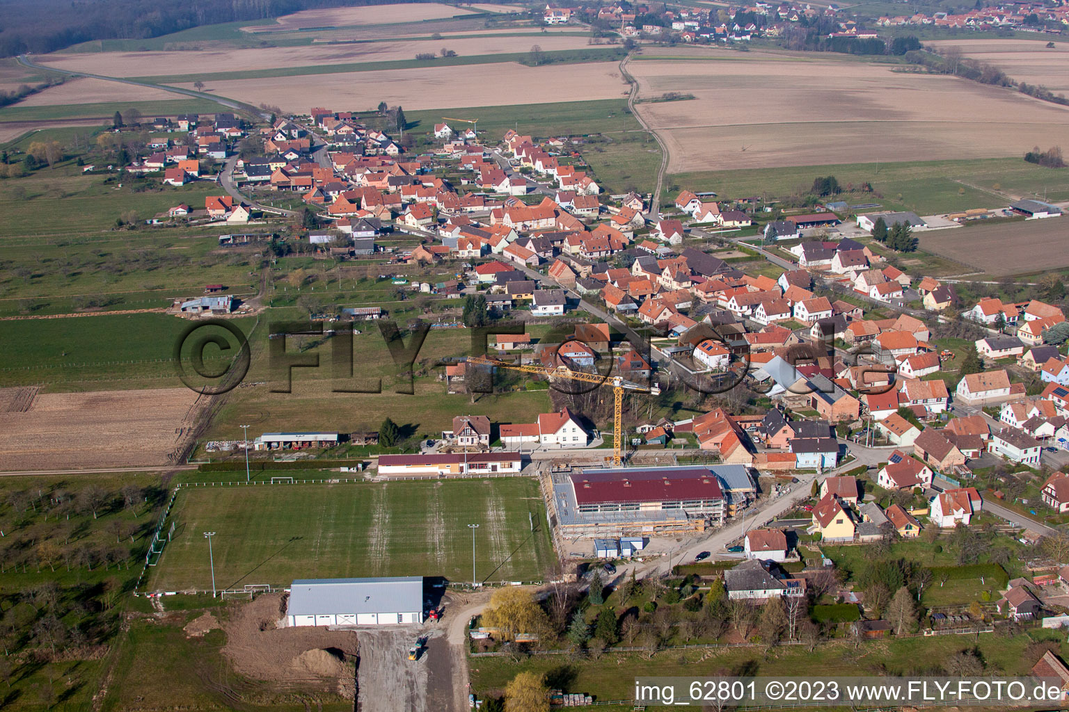 Vue d'oiseau de Eschbach dans le département Bas Rhin, France